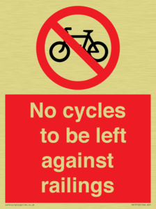 No cycles to be left against railings